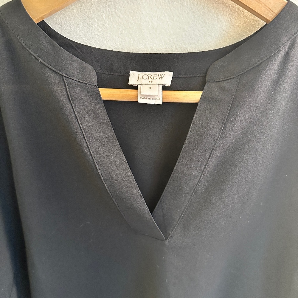 J.Crew Black Tunic Blouse with Bell Sleeves